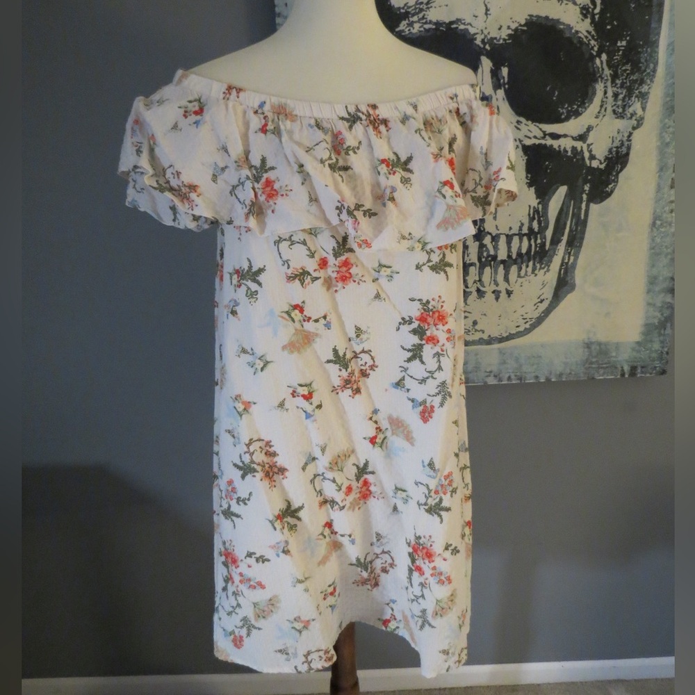 Skies Are Blue Off the Shoulder Dress